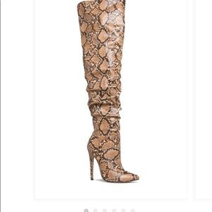 Snake Thigh High Heeled Boots